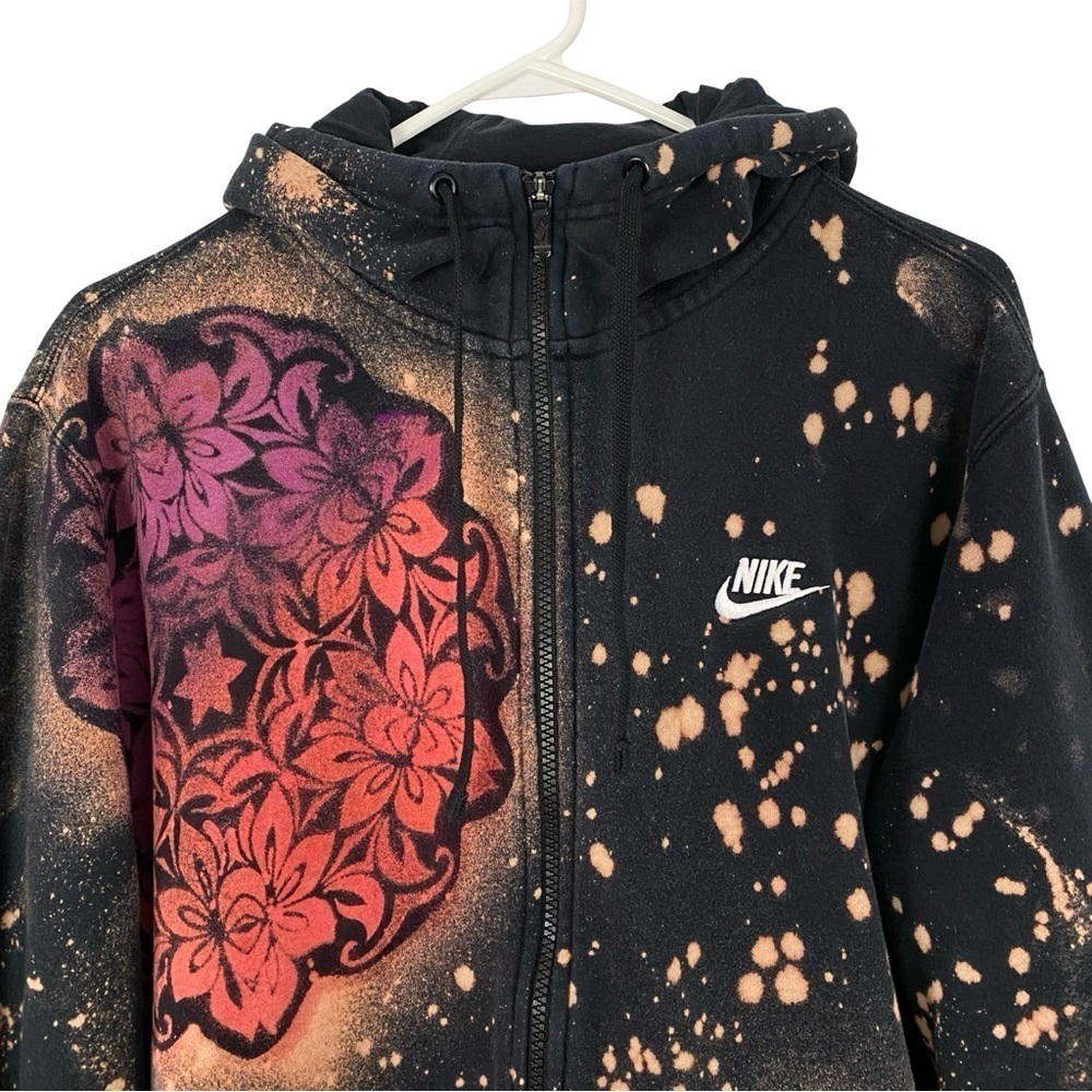Nike Hoodie Sweatshirt Zip Up Jacket Men Size Large Unisex Mandala Stencil Black - Picture 3 of 10
